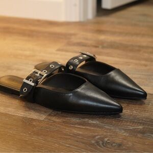 Billini Black Leather Mules